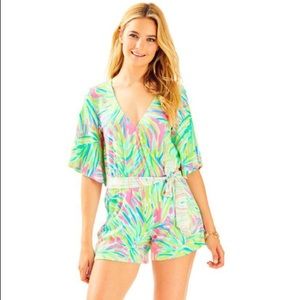 Lilly Pulitzer Madilyn Romper in tiki pink
